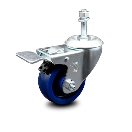 Service Caster 3.5 Inch Solid Polyurethane Swivel 3/8 Inch Stem Caster with Total Lock Brake SCC-TSTTL20S3514-SPUS-381615